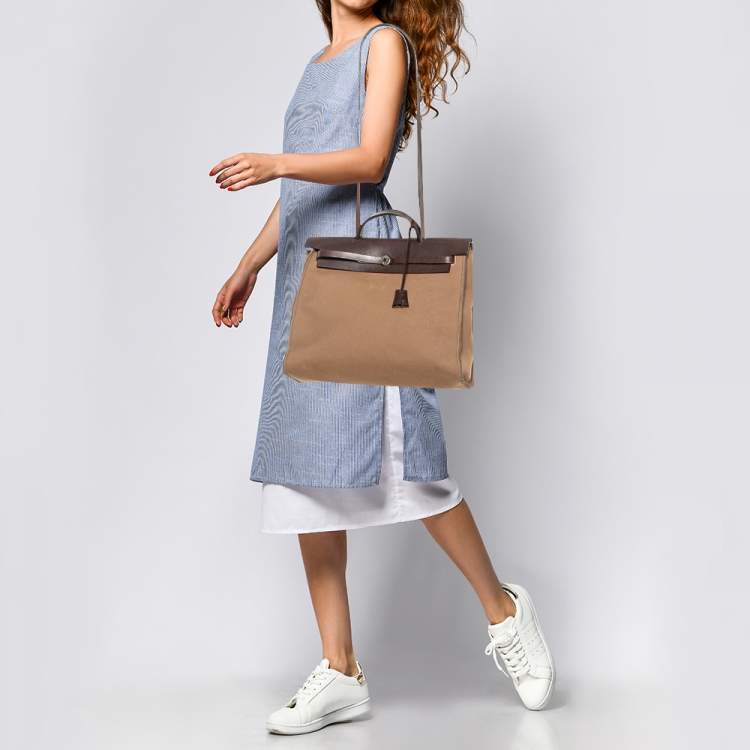 Ginza Xiaoma - Cool Herbag Zip PM in Etoupe Toile H canvas