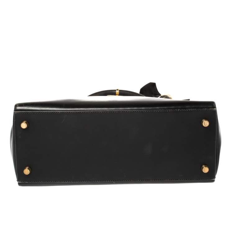 Pre Owned Hermes Black Box Calf Leather Gold Hardware Kelly Retourne 28 Bag