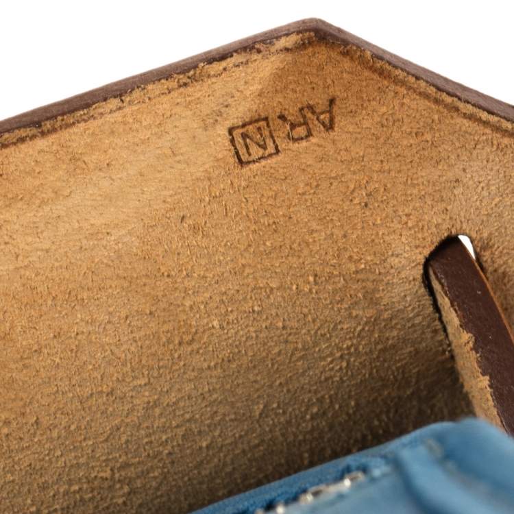 Pre Owned Hermes Natural/Blue Agate Canvas and Leather Herbag Zip 31 Bag