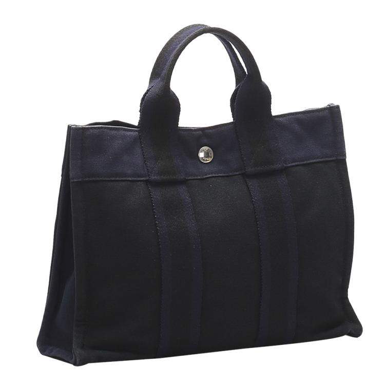 Pre Owned Hermes Black Canvas Fourre Tout PM Bag