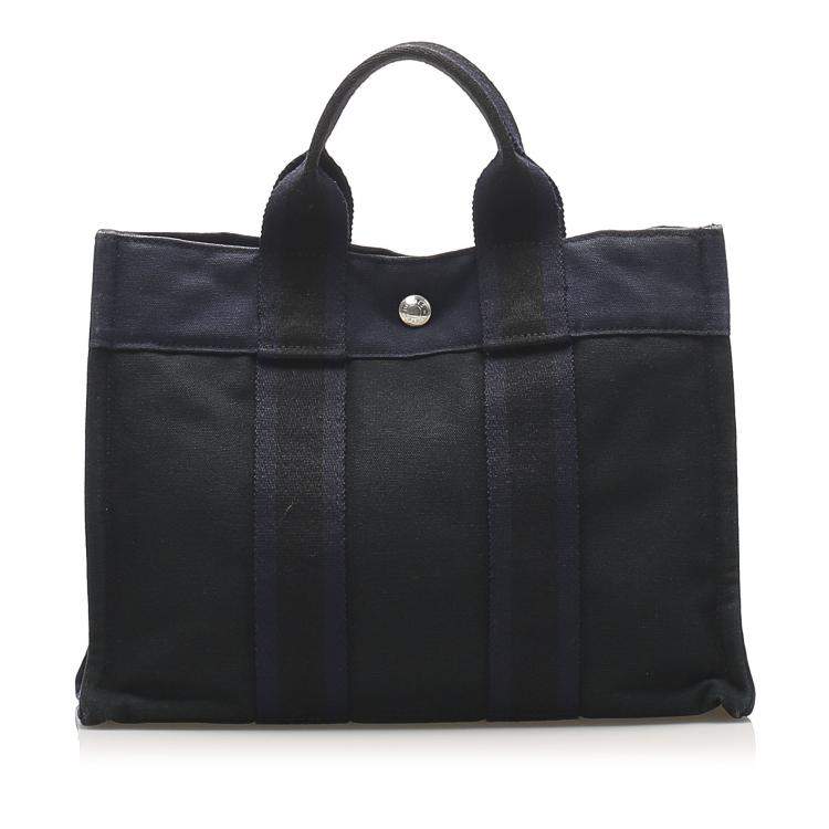 Pre Owned Hermes Black Canvas Fourre Tout PM Bag