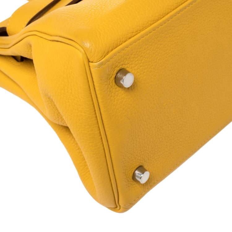 مملوكة مسبقًا Hermes Jaune Ambre Togo Leather Palladium Hardware Shoulder Kelly 42 Bag