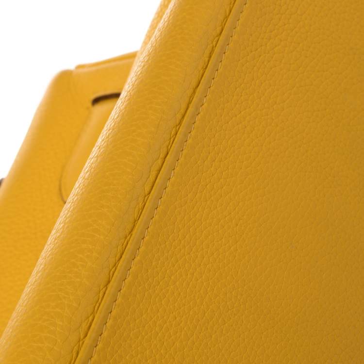 مملوكة مسبقًا Hermes Jaune Ambre Togo Leather Palladium Hardware Shoulder Kelly 42 Bag