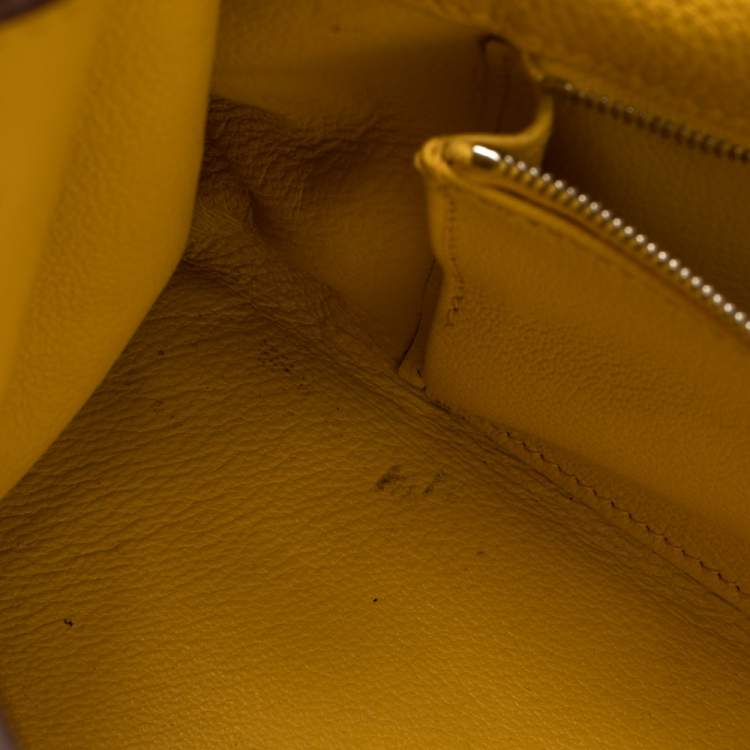 مملوكة مسبقًا Hermes Jaune Ambre Togo Leather Palladium Hardware Shoulder Kelly 42 Bag