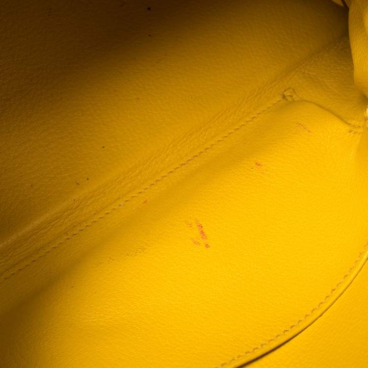 مملوكة مسبقًا Hermes Jaune Ambre Togo Leather Palladium Hardware Shoulder Kelly 42 Bag