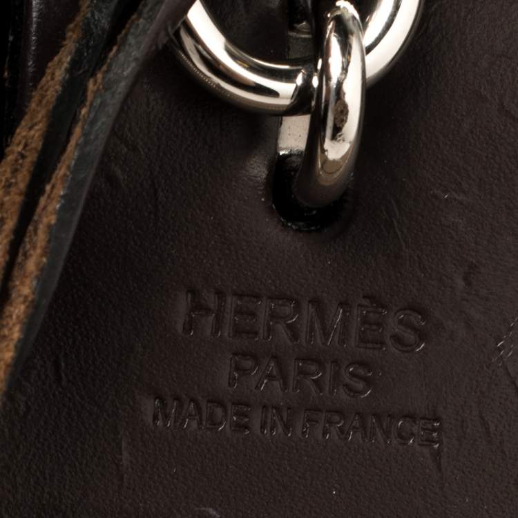 Pre Owned Hermes Ebene/Etoupe Canvas and Leather Herbag Zip 31 Bag