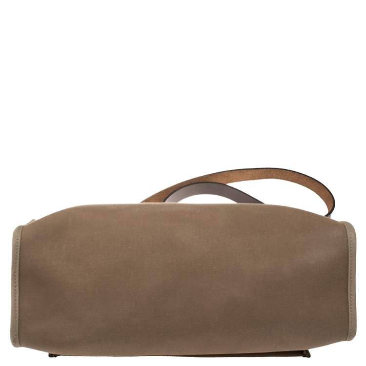 Pre Owned Hermes Ebene/Etoupe Canvas and Leather Herbag Zip 31 Bag