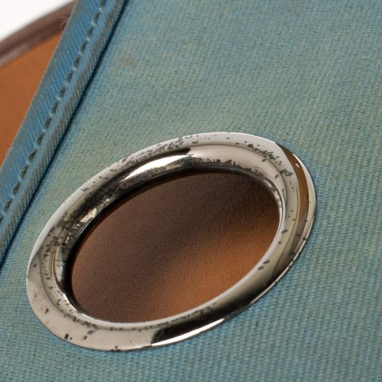 Pre Owned Hermes Natural/Blue Lin Canvas and Leather Herbag Zip 31 Bag