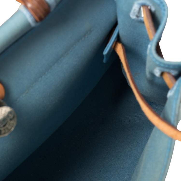 Pre Owned Hermes Natural/Blue Lin Canvas and Leather Herbag Zip 31 Bag
