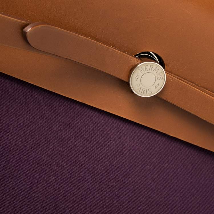 مملوكة مسبقًا Hermes Fauve/Cassis Lin Canvas and Leather Herbag Zip 39 Bag