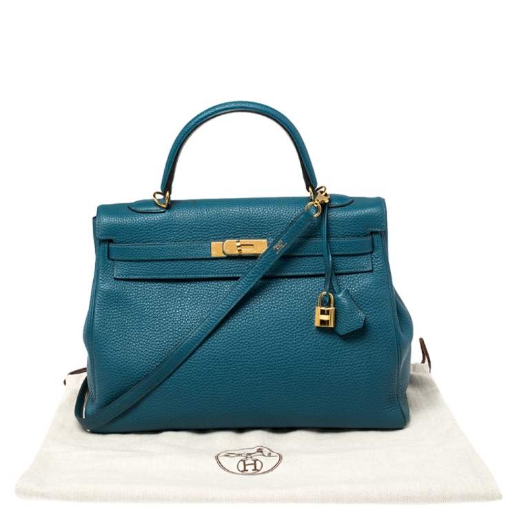 Pre Owned Hermes Cobalt Togo Leather Gold Hardware Kelly Retourne 35 Bag
