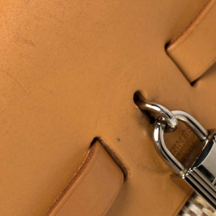 Pre Owned Hermes Natural/Toile Canvas and Leather 2 in 1 Herbag PM Bag