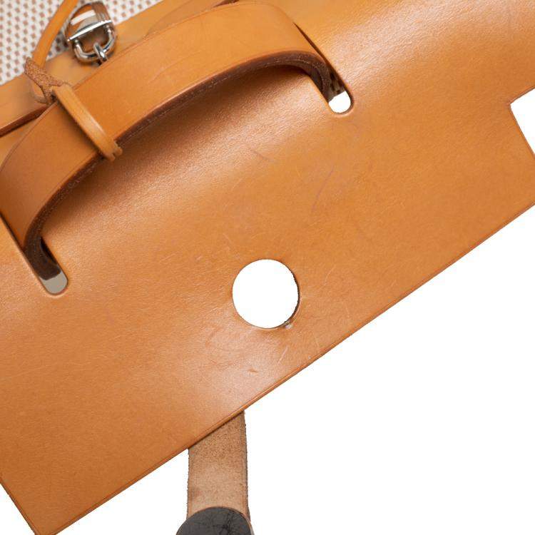 Pre Owned Hermes Natural/Toile Canvas and Leather 2 in 1 Herbag PM Bag
