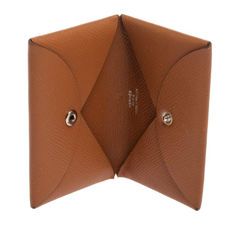 Hermes Calvi Gold Card Holder Epsom Leather – Mightychic