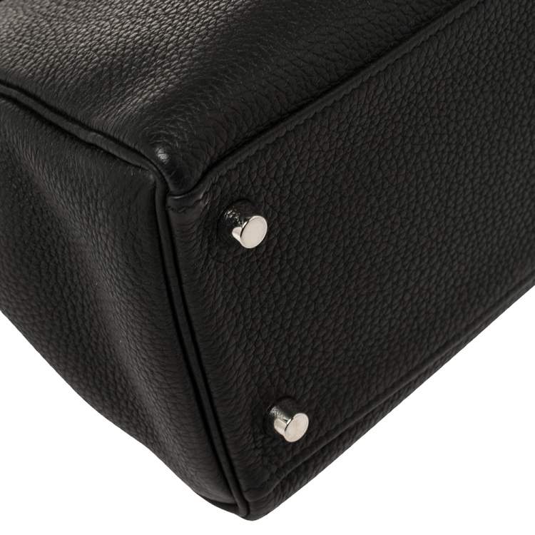 مملوكة مسبقًا Hermes Black Togo Leather Palladium Hardware Kelly Retourne 28 Bag