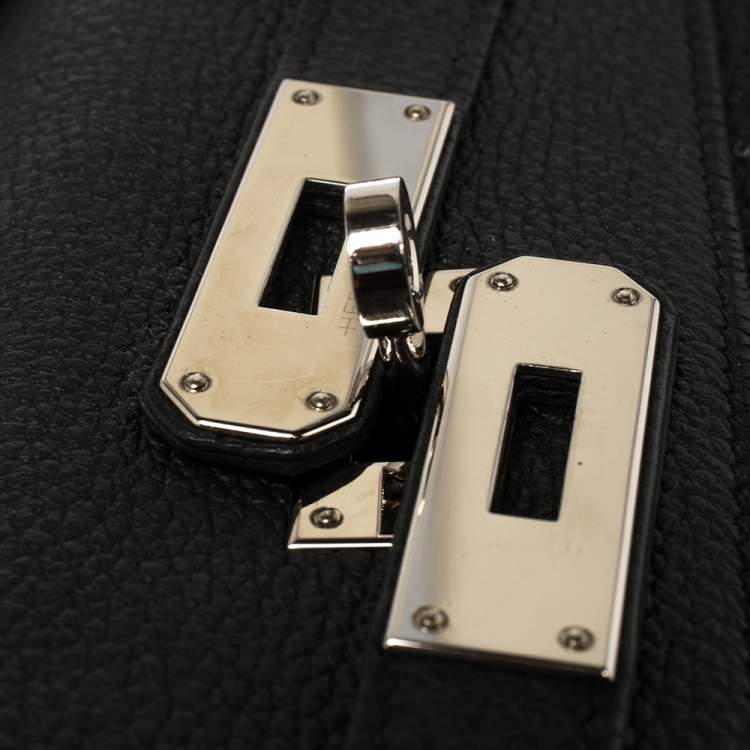 مملوكة مسبقًا Hermes Black Togo Leather Palladium Hardware Kelly Retourne 28 Bag