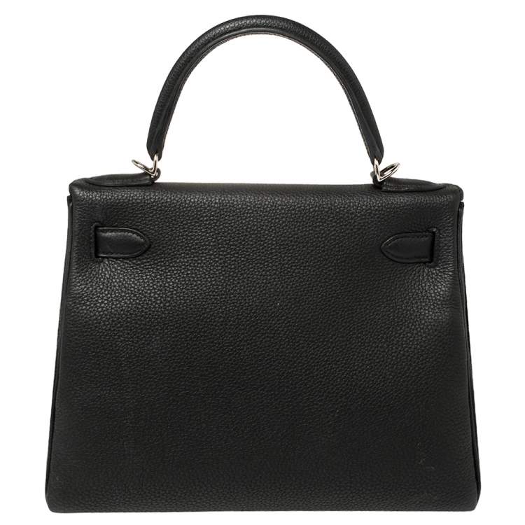 مملوكة مسبقًا Hermes Black Togo Leather Palladium Hardware Kelly Retourne 28 Bag