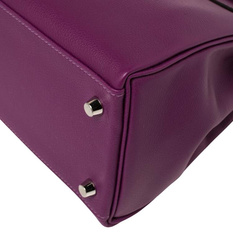 Pre Owned Hermes Anemone Evercolor Leather Palladium Hardware Kelly Retourne 28 Bag