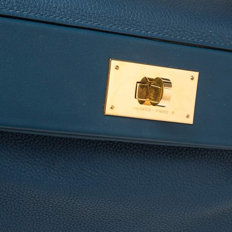 Pre Owned Hermes Deep Blue Togo Leather Gold Hardware 24/24 29 Bag
