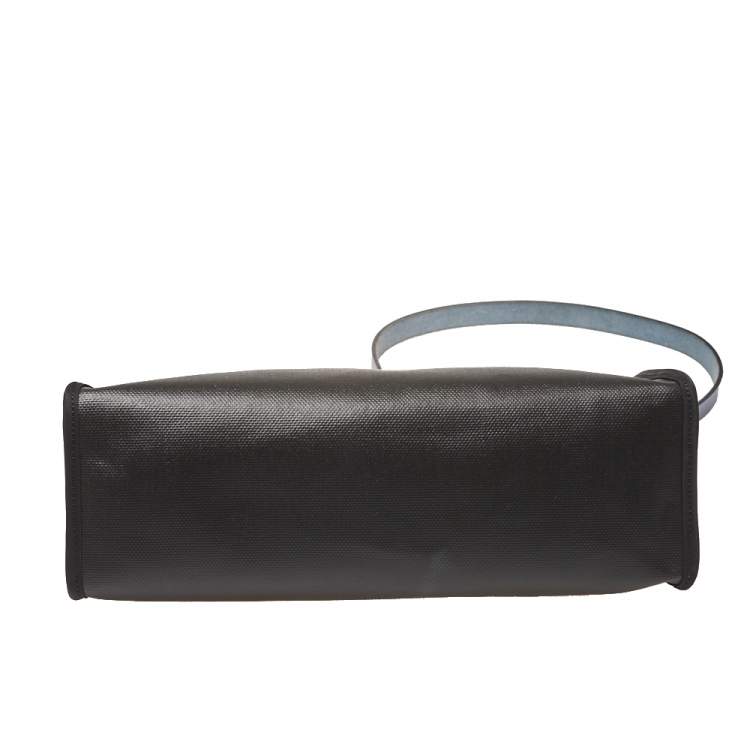 Pre Owned Hermes Black/Blue Sapphire Coated Canvas and Leather Limited Edition Herbag Zip 31 Bag