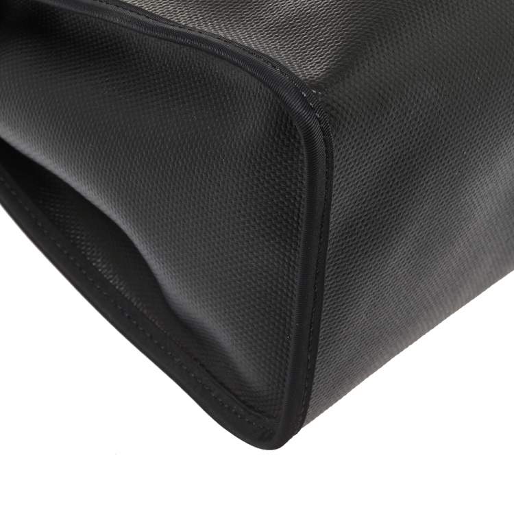 Pre Owned Hermes Black/Blue Sapphire Coated Canvas and Leather Limited Edition Herbag Zip 31 Bag