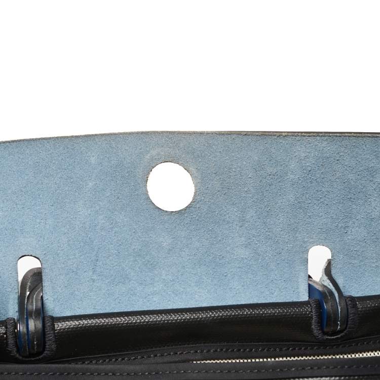 Pre Owned Hermes Black/Blue Sapphire Coated Canvas and Leather Limited Edition Herbag Zip 31 Bag