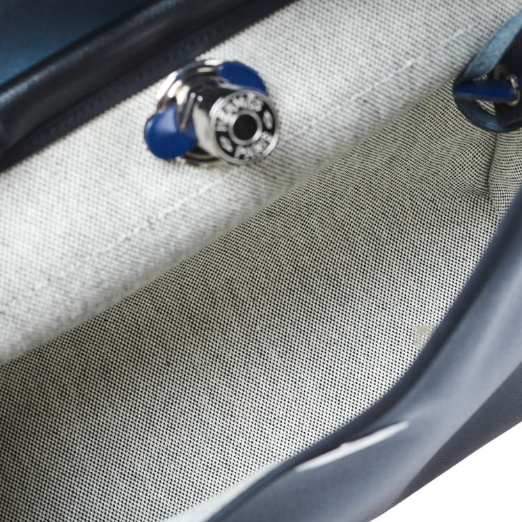 Pre Owned Hermes Black/Blue Sapphire Coated Canvas and Leather Limited Edition Herbag Zip 31 Bag