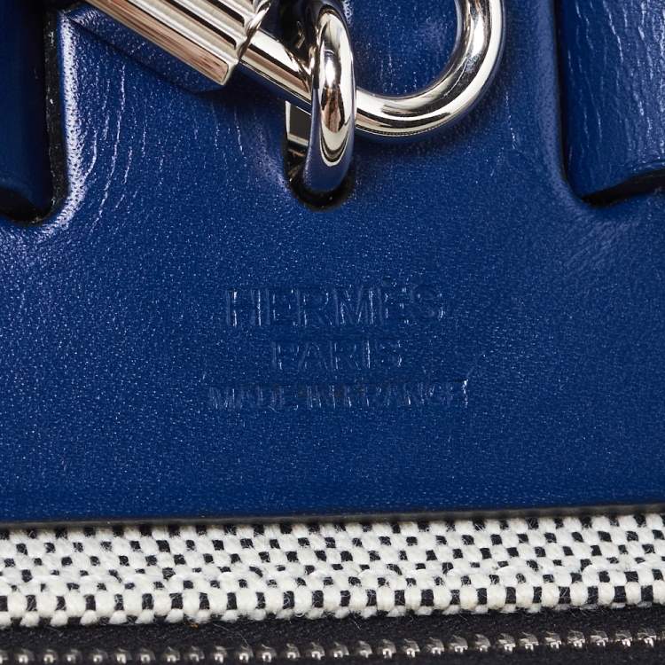 Pre Owned Hermes Black/Blue Sapphire Coated Canvas and Leather Limited Edition Herbag Zip 31 Bag