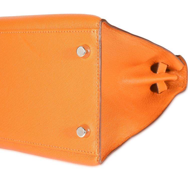Pre Owned Hermes Orange Chevre Leather Sellier Kelly 28 Bag