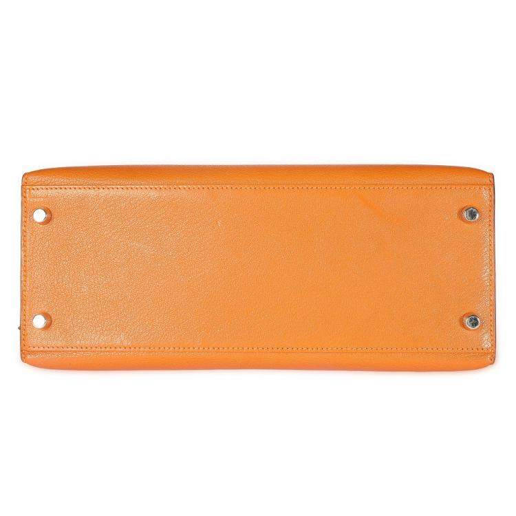 Pre Owned Hermes Orange Chevre Leather Sellier Kelly 28 Bag