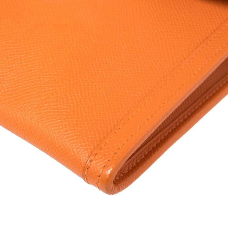 Pre Owned Hermes Orange Epsom Leather Elan Jige 29 Clutch