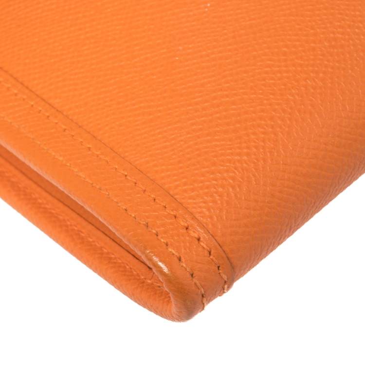 Pre Owned Hermes Orange Epsom Leather Elan Jige 29 Clutch