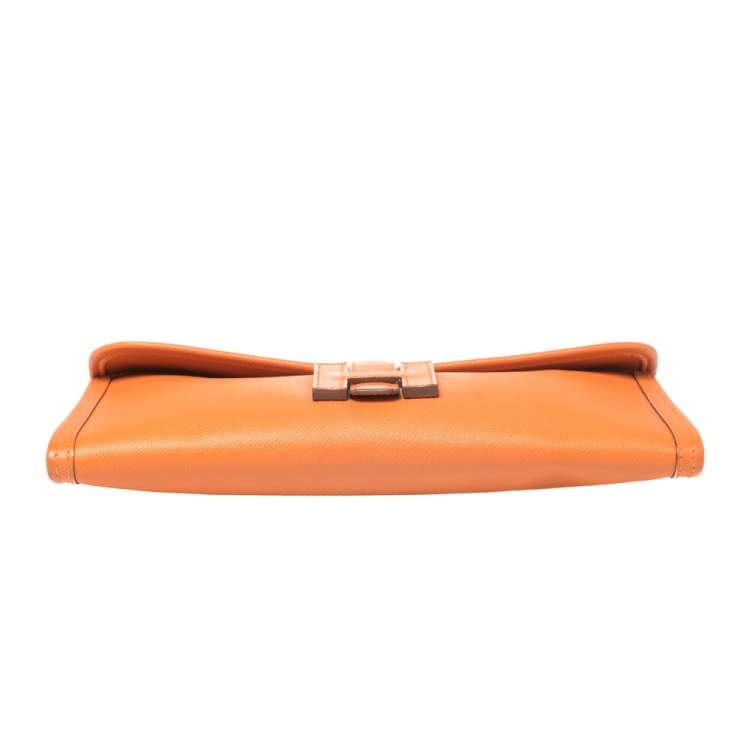 Pre Owned Hermes Orange Epsom Leather Elan Jige 29 Clutch