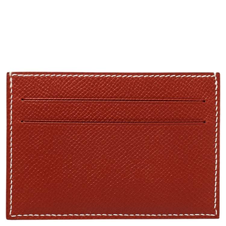 Pre Owned Hermés Brique/Vert Foncé Epson Leather Citizen Twill Card Holder