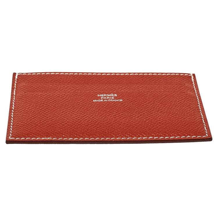 Pre Owned Hermés Brique/Vert Foncé Epson Leather Citizen Twill Card Holder