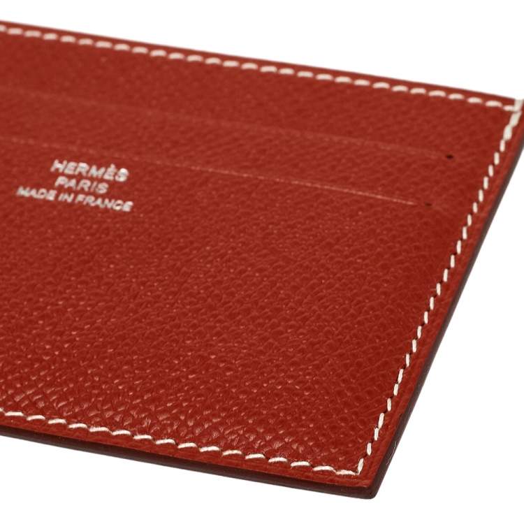 Pre Owned Hermés Brique/Vert Foncé Epson Leather Citizen Twill Card Holder