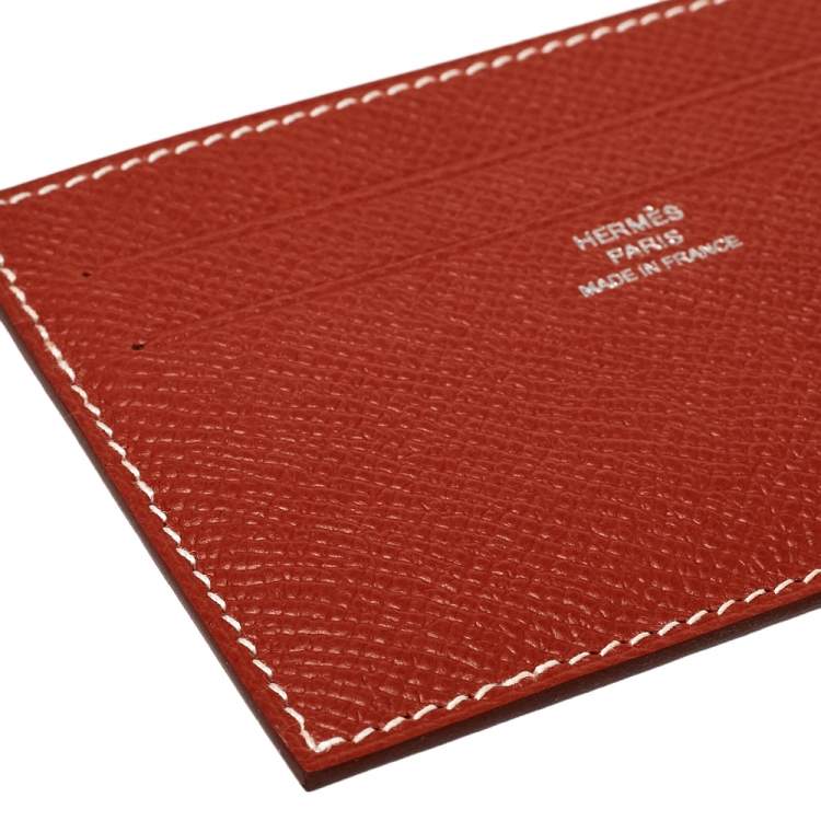 Pre Owned Hermés Brique/Vert Foncé Epson Leather Citizen Twill Card Holder