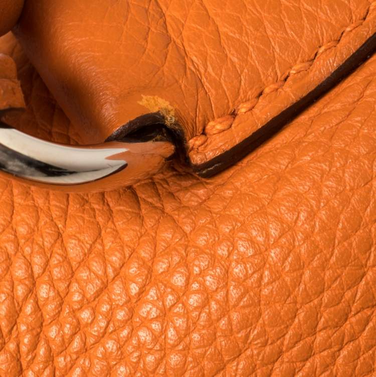 مملوكة مسبقًا Hermes Orange Taurillon Clemence Leather Palladium Hardware Shoulder Kelly 42 Bag