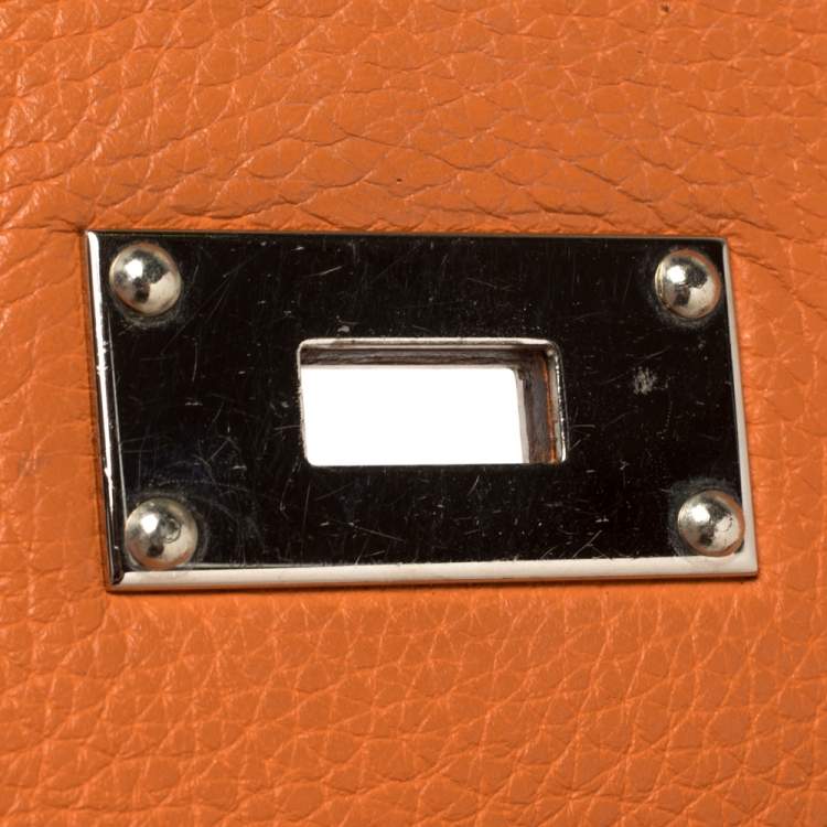 مملوكة مسبقًا Hermes Orange Taurillon Clemence Leather Palladium Hardware Shoulder Kelly 42 Bag