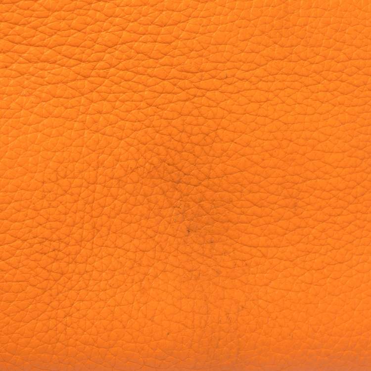 مملوكة مسبقًا Hermes Orange Taurillon Clemence Leather Palladium Hardware Shoulder Kelly 42 Bag