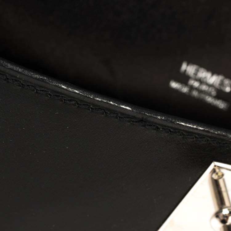 Pre Owned Hermes Black Box Calf Leather Palladium Hardware Kelly Longue Clutch 34
