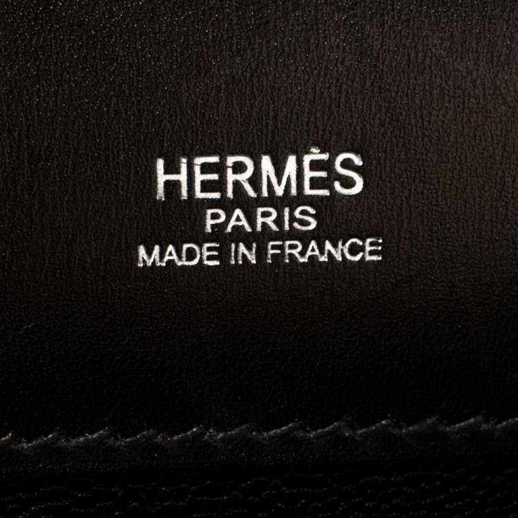 Pre Owned Hermes Black Box Calf Leather Palladium Hardware Kelly Longue Clutch 34