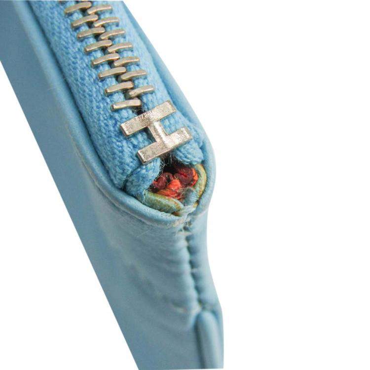 Pre Owned Hermes Blue/Light Blue Leather Tohubohu Clutch Bag