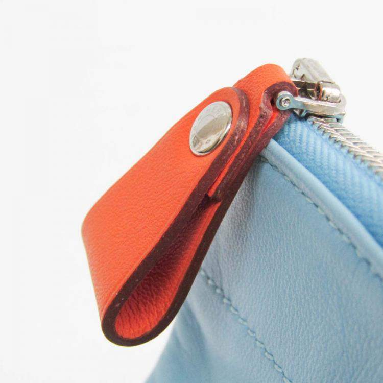 Pre Owned Hermes Blue/Light Blue Leather Tohubohu Clutch Bag