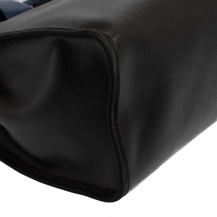 Pre Owned Hermes Black/Blue Sapphire Coated Canvas and Leather Limited Edition Herbag Zip 31 Bag