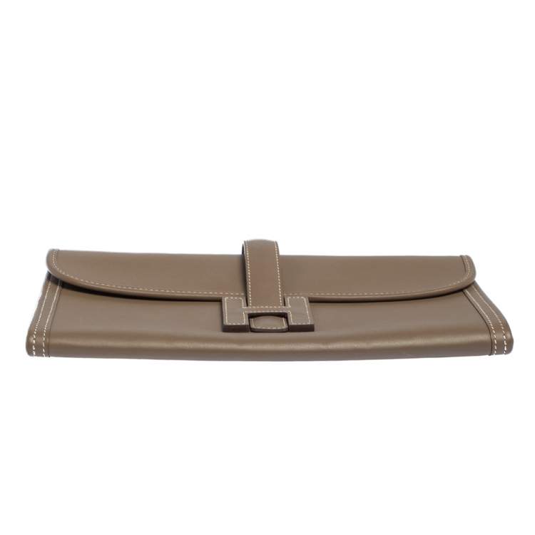 Pre Owned Hermes Etoupe Swift Leather Elan Jige 29 Clutch