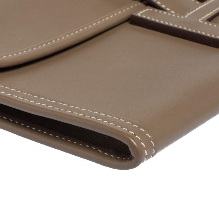 Pre Owned Hermes Etoupe Swift Leather Elan Jige 29 Clutch