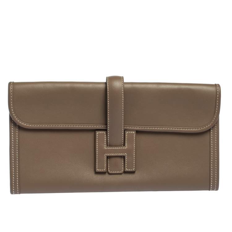 Hermes Beige Swift Leather Jige 29 Clutch Bag