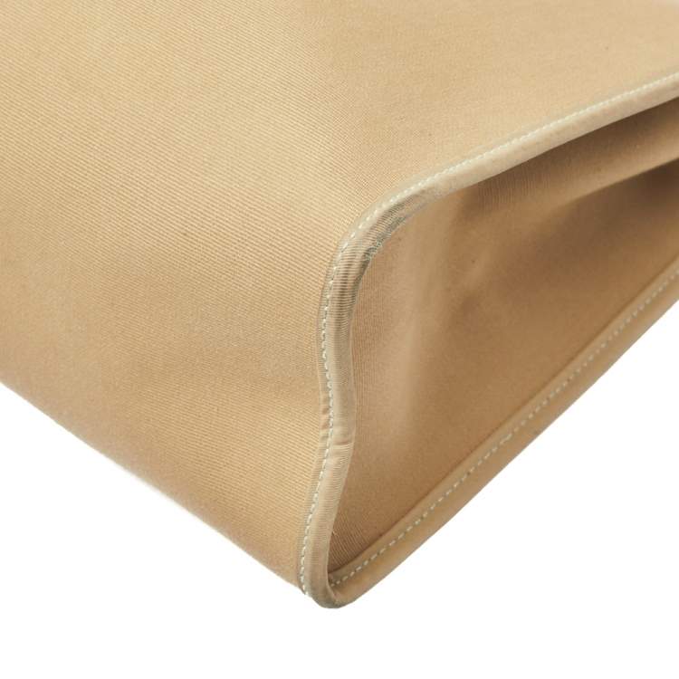 Pre Owned Hermes Toile Trench Vache Hunter Leather Herbag Zip 31 Bag