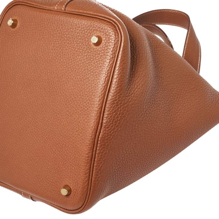 Pre Owned Hermes Gold Clemence Leather Gold Hardware Picotin Lock 22 Bag